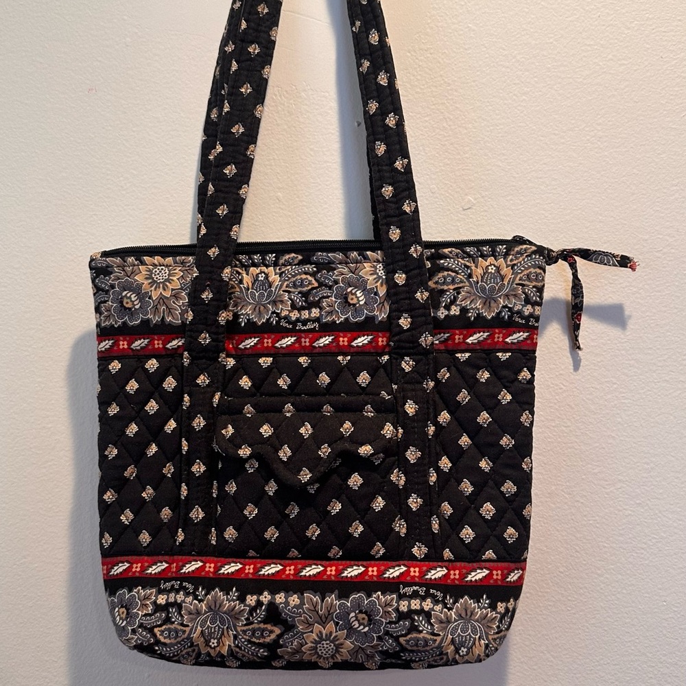 Vera Bradley Quilted Tote Bag - Black and Red